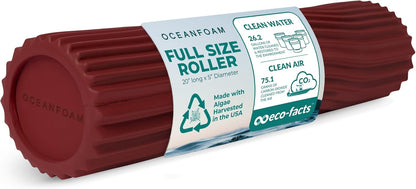 Tidal Roller - Natural - Muscle Massage Foam Roller for Back Pain & Stretching - Firm and Ergonomic Wide Wave Textured - Yoga, Athletics, & Wellness - Full Size, 20" x 5" - Colors A