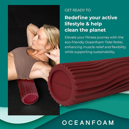 Tidal Roller - Natural - Muscle Massage Foam Roller for Back Pain & Stretching - Firm and Ergonomic Wide Wave Textured - Yoga, Athletics, & Wellness - Full Size, 20" x 5" - Colors A
