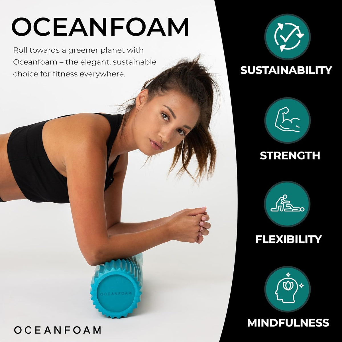 Tidal Roller - Natural - Muscle Massage Foam Roller for Back Pain & Stretching - Firm and Ergonomic Wide Wave Textured - Yoga, Athletics, & Wellness - Full Size, 20" x 5" - Colors A