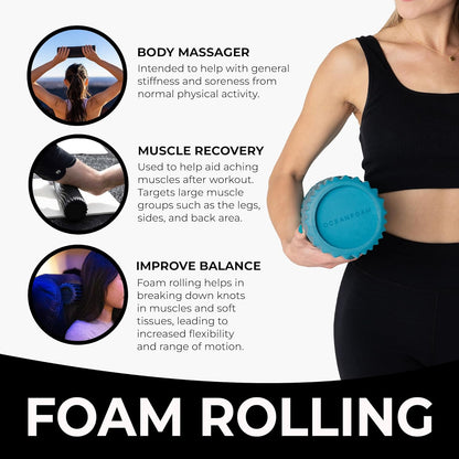 Tidal Roller - Natural - Muscle Massage Foam Roller for Back Pain & Stretching - Firm and Ergonomic Wide Wave Textured - Yoga, Athletics, & Wellness - Full Size, 20" x 5" - Colors A