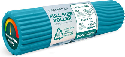 Tidal Roller - Natural - Muscle Massage Foam Roller for Back Pain & Stretching - Firm and Ergonomic Wide Wave Textured - Yoga, Athletics, & Wellness - Full Size, 20" x 5" - Colors A