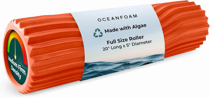Tidal Roller - Natural - Muscle Massage Foam Roller for Back Pain & Stretching - Firm and Ergonomic Wide Wave Textured - Yoga, Athletics, & Wellness - Full Size, 20" x 5" - Colors A