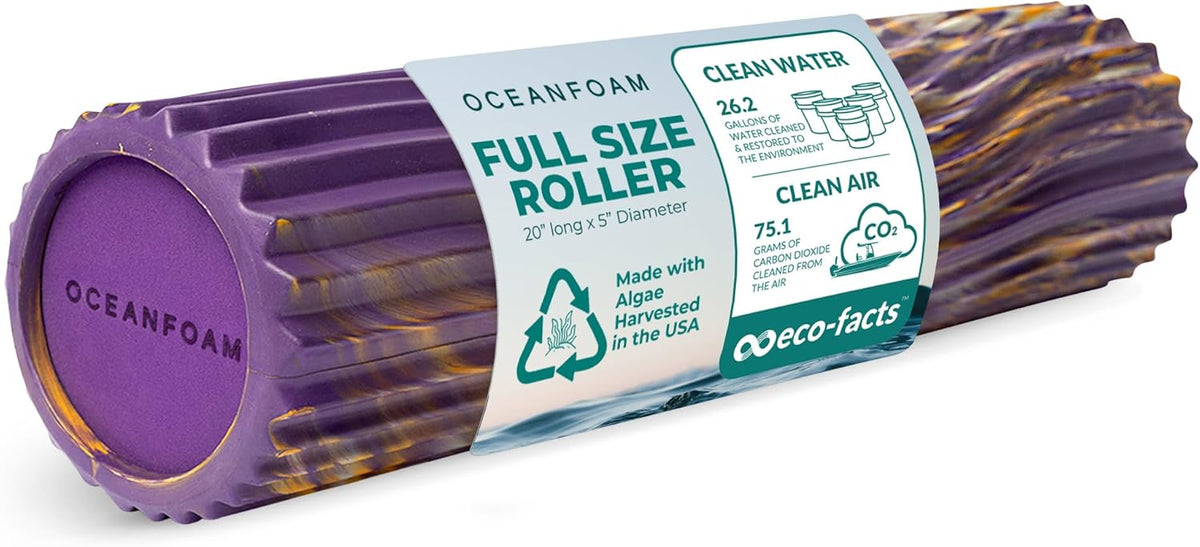Tidal Roller - Natural - Muscle Massage Foam Roller for Back Pain & Stretching - Firm and Ergonomic Wide Wave Textured - Yoga, Athletics, & Wellness - Full Size, 20" x 5" - Colors A