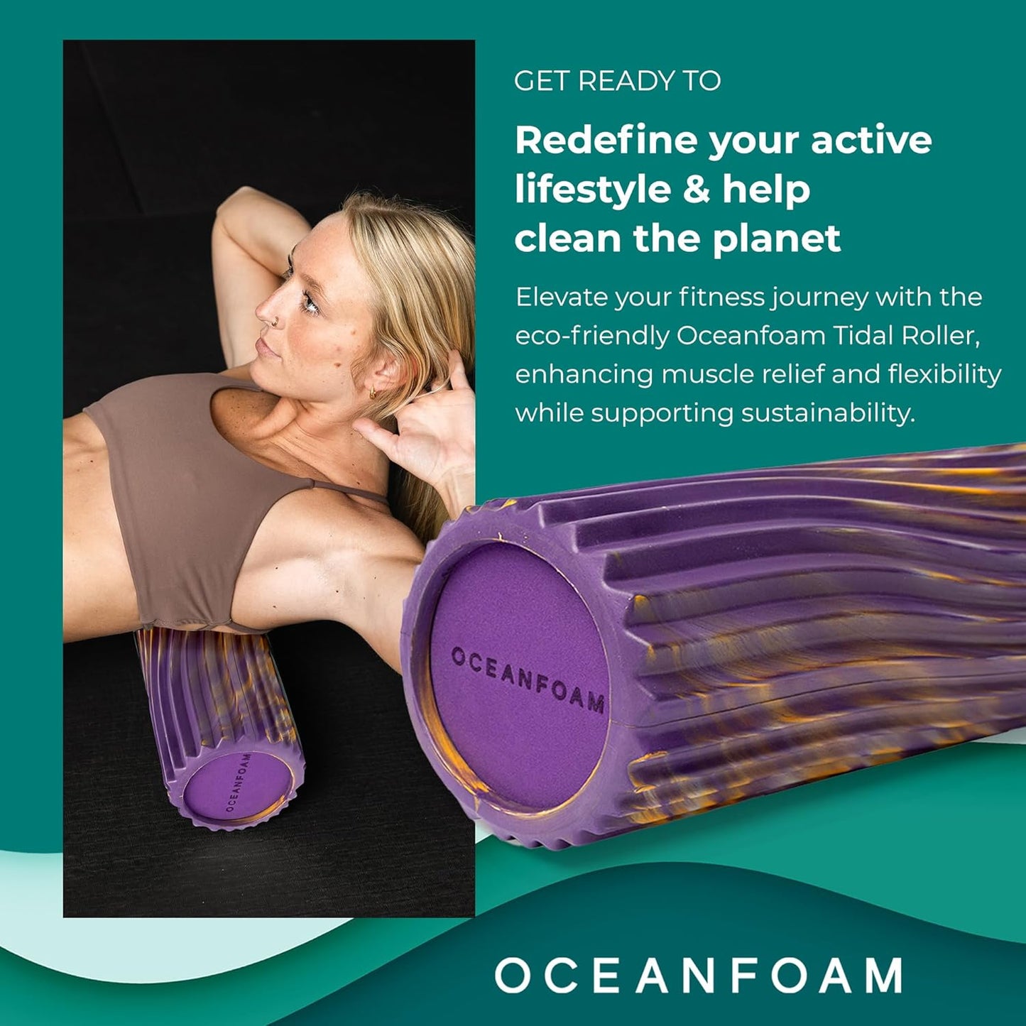 Tidal Roller - Natural - Muscle Massage Foam Roller for Back Pain & Stretching - Firm and Ergonomic Wide Wave Textured - Yoga, Athletics, & Wellness - Full Size, 20" x 5" - Colors A