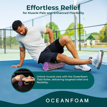 Tidal Roller - Natural - Muscle Massage Foam Roller for Back Pain & Stretching - Firm and Ergonomic Wide Wave Textured - Yoga, Athletics, & Wellness - Full Size, 20" x 5" - Colors A