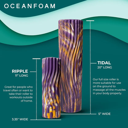 Tidal Roller - Natural - Muscle Massage Foam Roller for Back Pain & Stretching - Firm and Ergonomic Wide Wave Textured - Yoga, Athletics, & Wellness - Full Size, 20" x 5" - Colors A