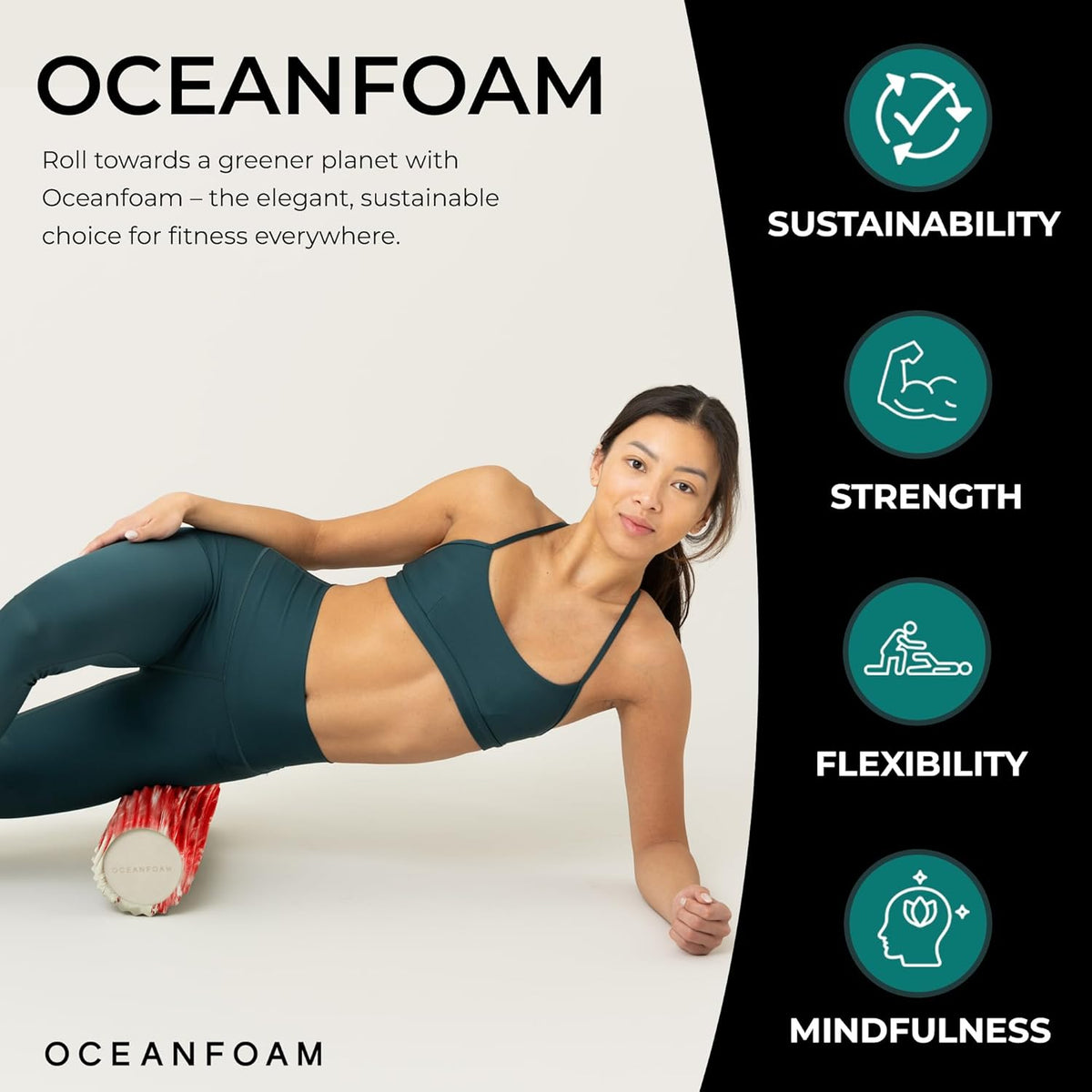Tidal Roller - Natural - Muscle Massage Foam Roller for Back Pain & Stretching - Firm and Ergonomic Wide Wave Textured - Yoga, Athletics, & Wellness - Full Size, 20" x 5" - Colors A