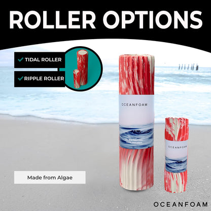 Tidal Roller - Natural - Muscle Massage Foam Roller for Back Pain & Stretching - Firm and Ergonomic Wide Wave Textured - Yoga, Athletics, & Wellness - Full Size, 20" x 5" - Colors A