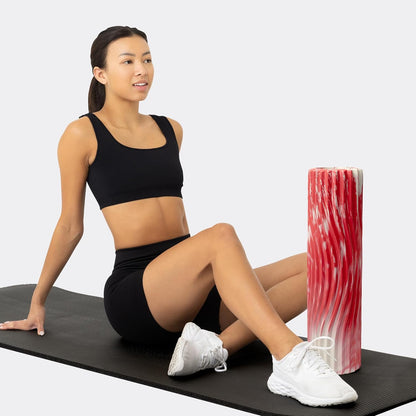 Tidal Roller - Natural - Muscle Massage Foam Roller for Back Pain & Stretching - Firm and Ergonomic Wide Wave Textured - Yoga, Athletics, & Wellness - Full Size, 20" x 5" - Colors A