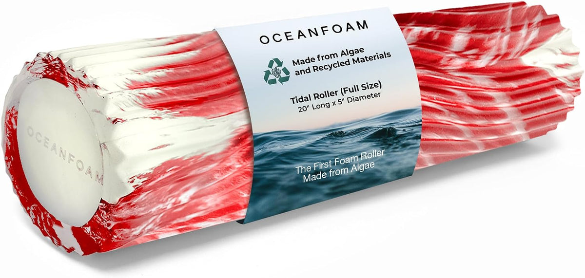 Tidal Roller - Natural - Muscle Massage Foam Roller for Back Pain & Stretching - Firm and Ergonomic Wide Wave Textured - Yoga, Athletics, & Wellness - Full Size, 20" x 5" - Colors A