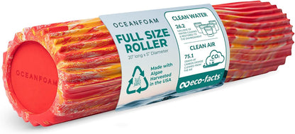 Tidal Roller - Natural - Muscle Massage Foam Roller for Back Pain & Stretching - Firm and Ergonomic Wide Wave Textured - Yoga, Athletics, & Wellness - Full Size, 20" x 5" - Colors A