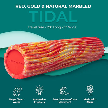 Tidal Roller - Natural - Muscle Massage Foam Roller for Back Pain & Stretching - Firm and Ergonomic Wide Wave Textured - Yoga, Athletics, & Wellness - Full Size, 20" x 5" - Colors A