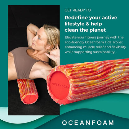 Tidal Roller - Natural - Muscle Massage Foam Roller for Back Pain & Stretching - Firm and Ergonomic Wide Wave Textured - Yoga, Athletics, & Wellness - Full Size, 20" x 5" - Colors A