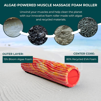 Tidal Roller - Natural - Muscle Massage Foam Roller for Back Pain & Stretching - Firm and Ergonomic Wide Wave Textured - Yoga, Athletics, & Wellness - Full Size, 20" x 5" - Colors A
