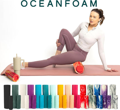 Tidal Roller - Natural - Muscle Massage Foam Roller for Back Pain & Stretching - Firm and Ergonomic Wide Wave Textured - Yoga, Athletics, & Wellness - Full Size, 20" x 5" - Colors A