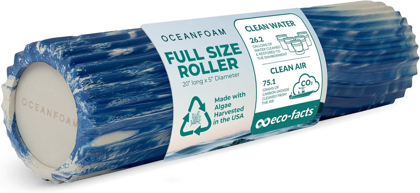 Tidal Roller - Natural - Muscle Massage Foam Roller for Back Pain & Stretching - Firm and Ergonomic Wide Wave Textured - Yoga, Athletics, & Wellness - Full Size, 20" x 5" - Colors A