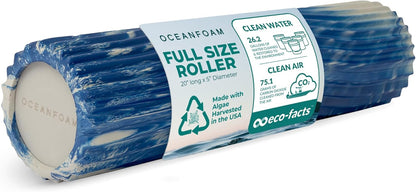 Tidal Roller - Natural - Muscle Massage Foam Roller for Back Pain & Stretching - Firm and Ergonomic Wide Wave Textured - Yoga, Athletics, & Wellness - Full Size, 20" x 5" - Colors A