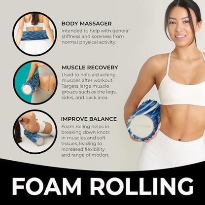 Tidal Roller - Natural - Muscle Massage Foam Roller for Back Pain & Stretching - Firm and Ergonomic Wide Wave Textured - Yoga, Athletics, & Wellness - Full Size, 20" x 5" - Colors A