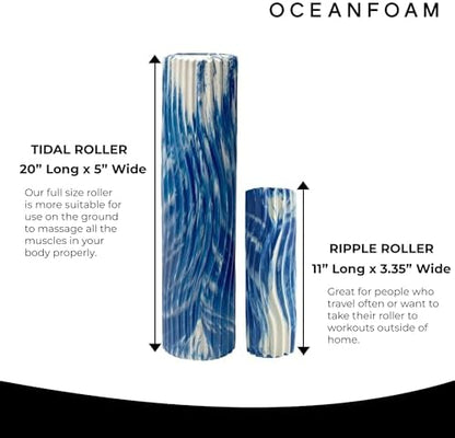 Tidal Roller - Natural - Muscle Massage Foam Roller for Back Pain & Stretching - Firm and Ergonomic Wide Wave Textured - Yoga, Athletics, & Wellness - Full Size, 20" x 5" - Colors A
