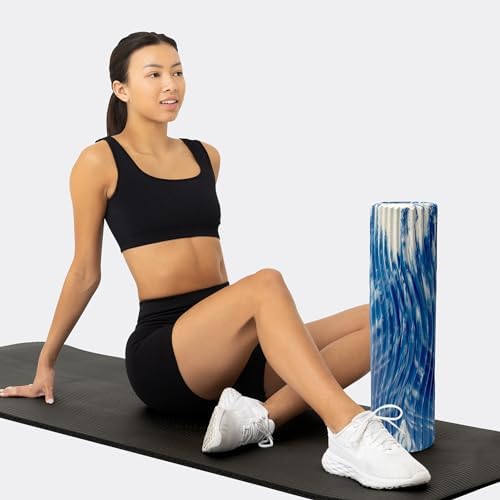 Tidal Roller - Natural - Muscle Massage Foam Roller for Back Pain & Stretching - Firm and Ergonomic Wide Wave Textured - Yoga, Athletics, & Wellness - Full Size, 20" x 5" - Colors A