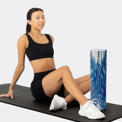 Tidal Roller - Natural - Muscle Massage Foam Roller for Back Pain & Stretching - Firm and Ergonomic Wide Wave Textured - Yoga, Athletics, & Wellness - Full Size, 20" x 5" - Colors A