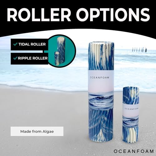 Tidal Roller - Natural - Muscle Massage Foam Roller for Back Pain & Stretching - Firm and Ergonomic Wide Wave Textured - Yoga, Athletics, & Wellness - Full Size, 20" x 5" - Colors A