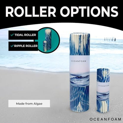 Tidal Roller - Natural - Muscle Massage Foam Roller for Back Pain & Stretching - Firm and Ergonomic Wide Wave Textured - Yoga, Athletics, & Wellness - Full Size, 20" x 5" - Colors A