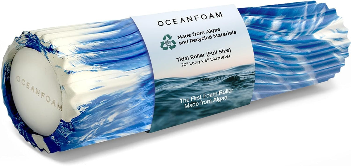 Tidal Roller - Natural - Muscle Massage Foam Roller for Back Pain & Stretching - Firm and Ergonomic Wide Wave Textured - Yoga, Athletics, & Wellness - Full Size, 20" x 5" - Colors A