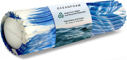 Tidal Roller - Natural - Muscle Massage Foam Roller for Back Pain & Stretching - Firm and Ergonomic Wide Wave Textured - Yoga, Athletics, & Wellness - Full Size, 20" x 5" - Colors A