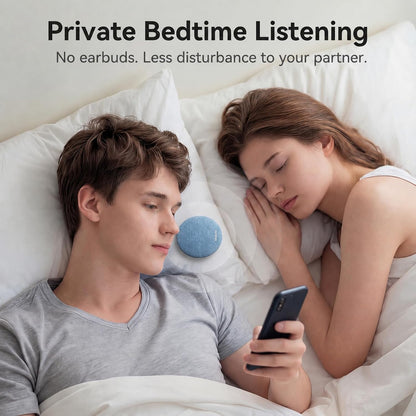 Mini Bluetooth Pillow Speaker, Pink | Built-in Pink Noise White Noise Sound Machine, Under Pillow Design, Headphone-Free, Rechargeable For Side Sleeper
