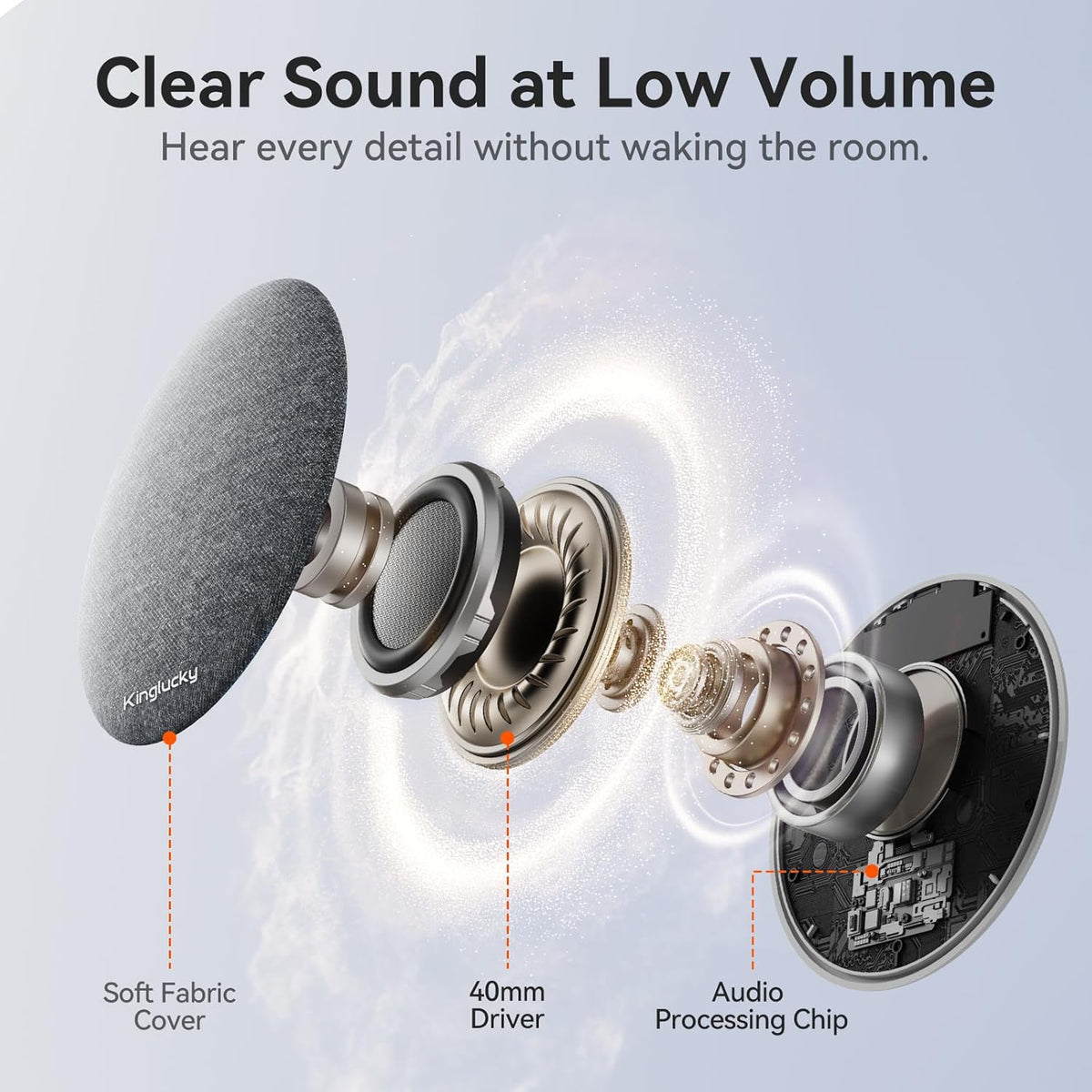 Mini Bluetooth Pillow Speaker, Pink | Built-in Pink Noise White Noise Sound Machine, Under Pillow Design, Headphone-Free, Rechargeable For Side Sleeper