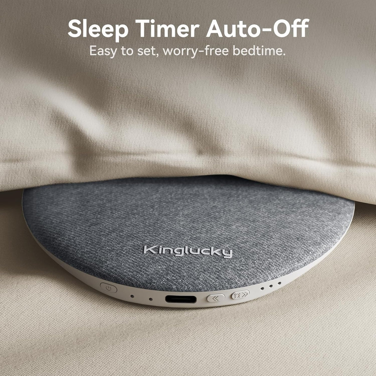 Mini Bluetooth Pillow Speaker, Pink | Built-in Pink Noise White Noise Sound Machine, Under Pillow Design, Headphone-Free, Rechargeable For Side Sleeper