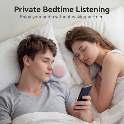 Mini Bluetooth Pillow Speaker, Pink | Built-in Pink Noise White Noise Sound Machine, Under Pillow Design, Headphone-Free, Rechargeable For Side Sleeper