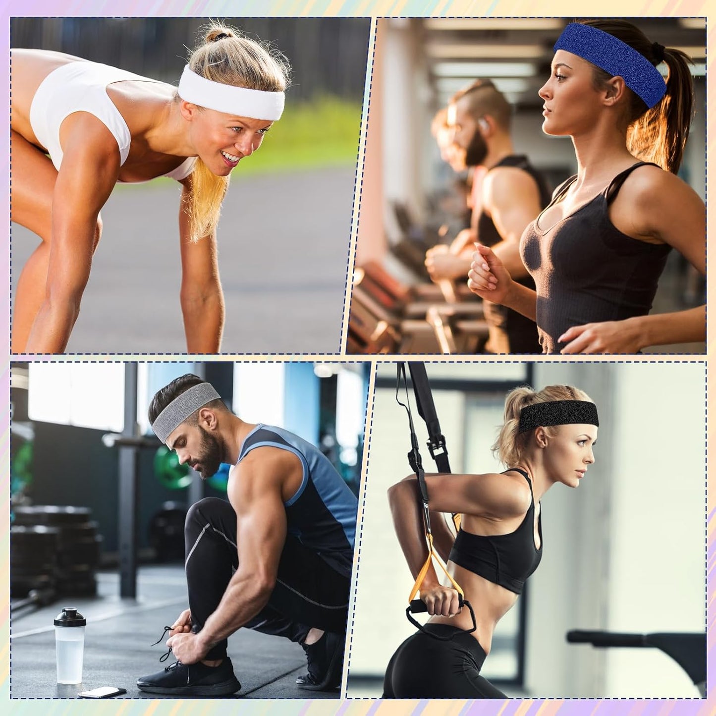 4 Pack Sweatbands for Men & Women – Soft & Absorbent Cotton Terry Headbands for Sports, Gym, Running, Basketball, and Workouts