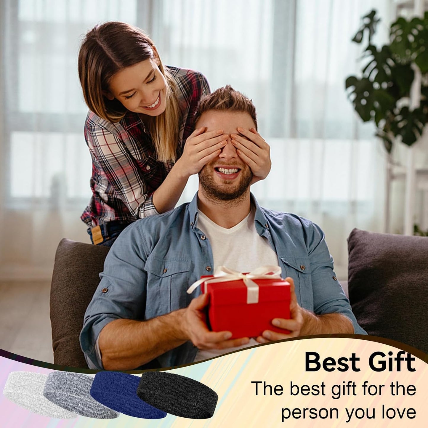 4 Pack Sweatbands for Men & Women – Soft & Absorbent Cotton Terry Headbands for Sports, Gym, Running, Basketball, and Workouts
