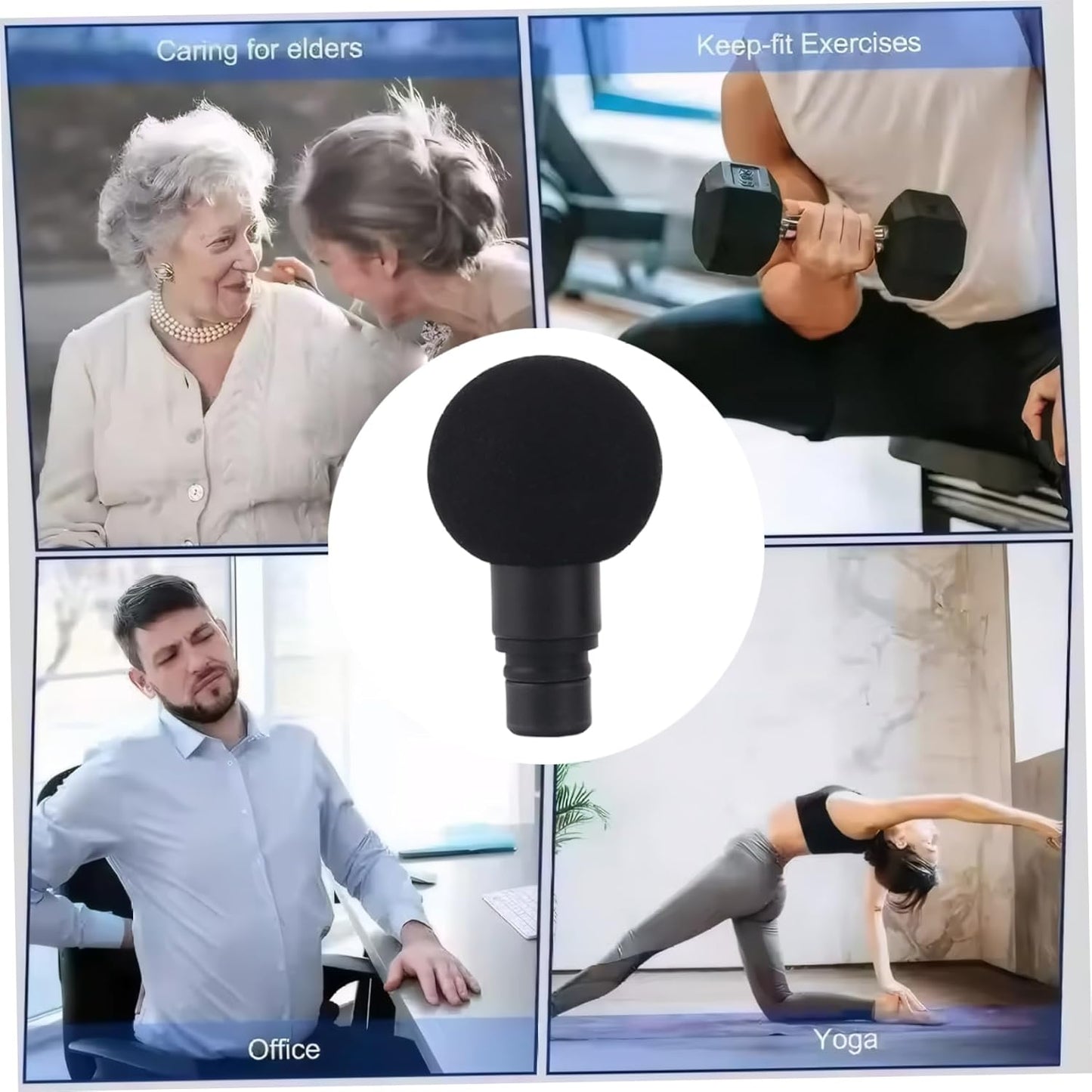 2PCS Massage Gun Heads, Replaceable Massager Gun Attachment Different Muscle Massager Heads Tissue Percussion Plug and Play Salon Tools Home