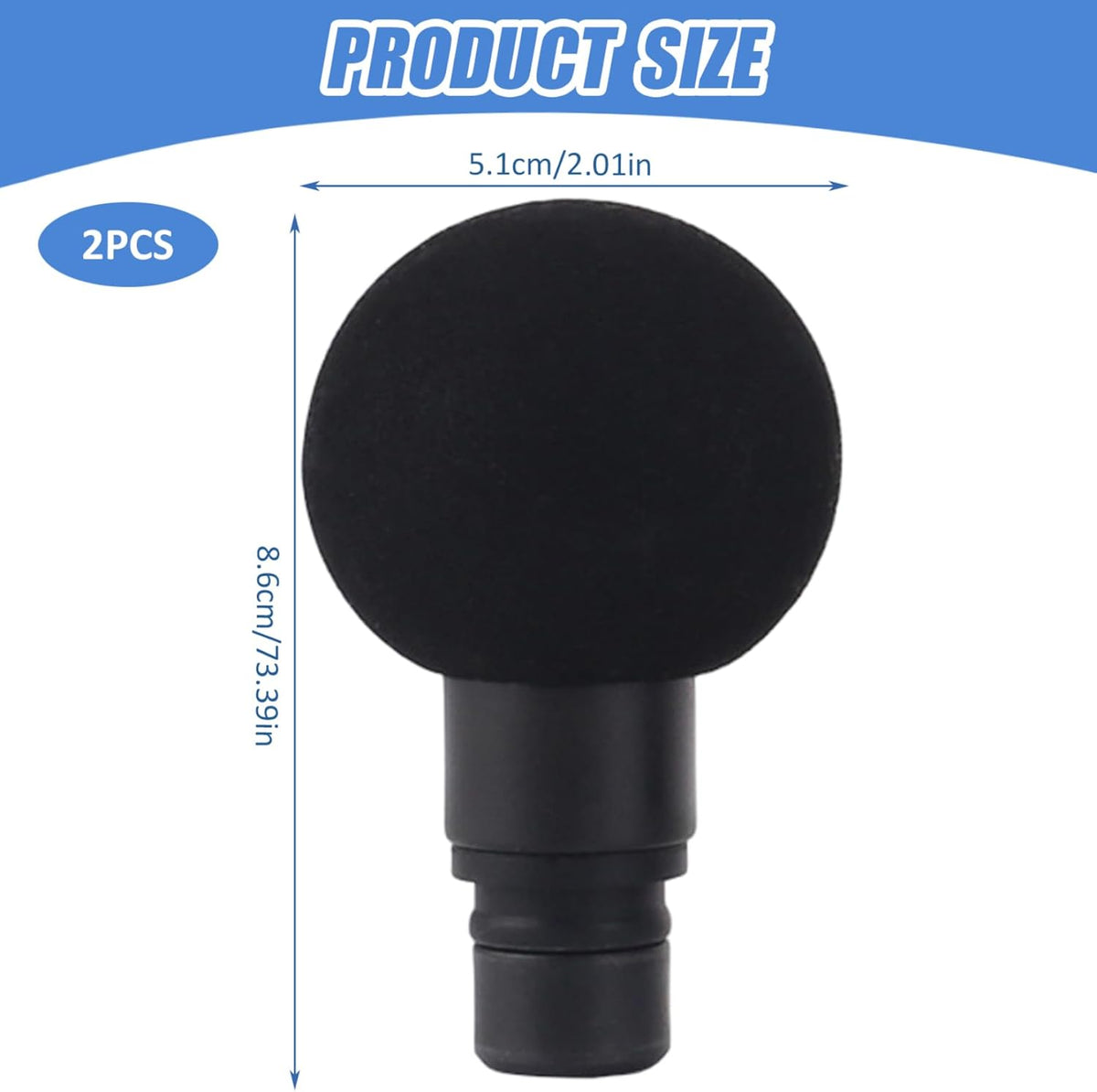 2PCS Massage Gun Heads, Replaceable Massager Gun Attachment Different Muscle Massager Heads Tissue Percussion Plug and Play Salon Tools Home