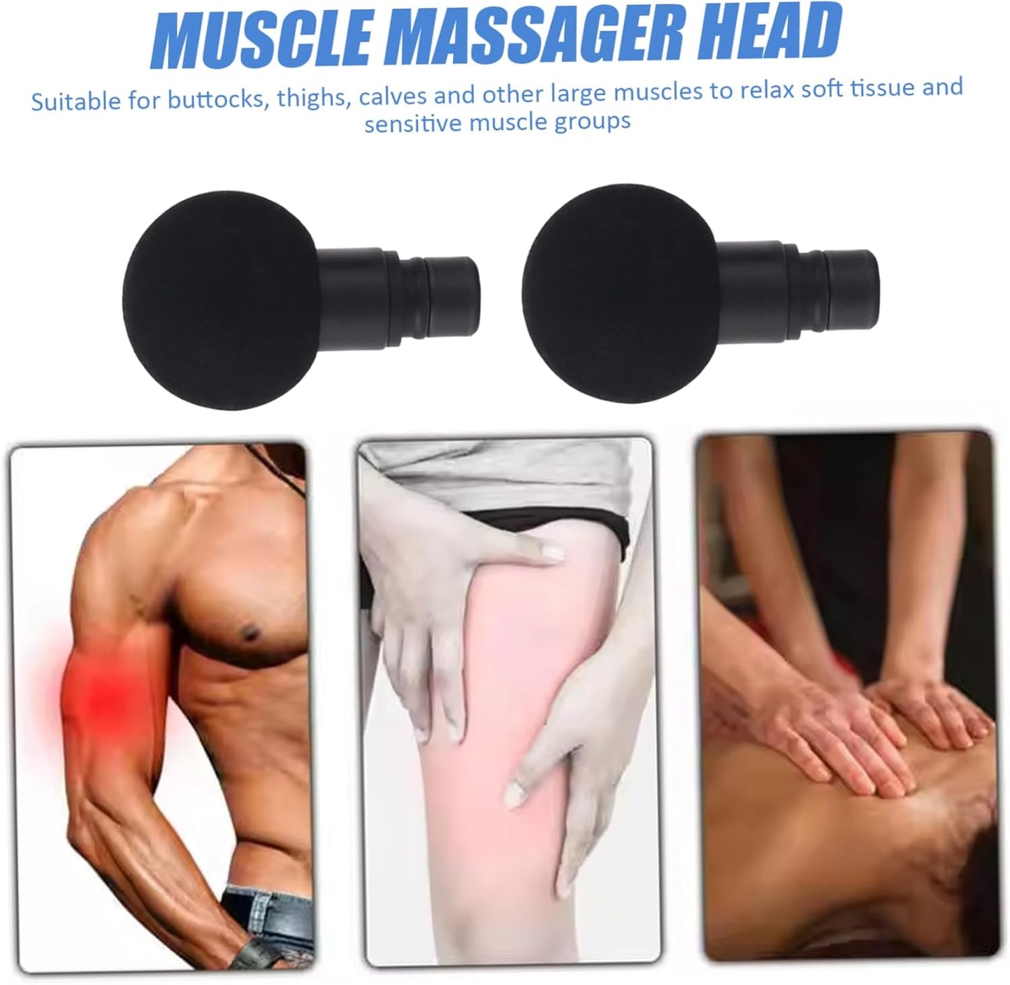 2PCS Massage Gun Heads, Replaceable Massager Gun Attachment Different Muscle Massager Heads Tissue Percussion Plug and Play Salon Tools Home