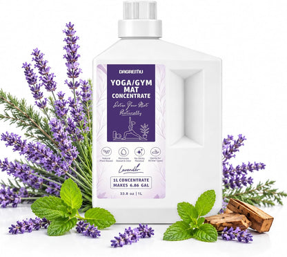 Yoga Mat Cleaner Spray - Powered By Essential Oil,Natural Plant Based | No Sticky Residue | Removes Sweat & Odor | Safe for All Mats(Yoga & Pilates)–Microfiber Towel Included (8.45oz, Lavender)