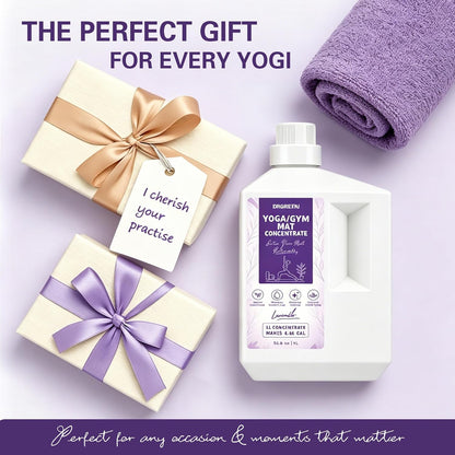 Yoga Mat Cleaner Spray - Powered By Essential Oil,Natural Plant Based | No Sticky Residue | Removes Sweat & Odor | Safe for All Mats(Yoga & Pilates)–Microfiber Towel Included (8.45oz, Lavender)