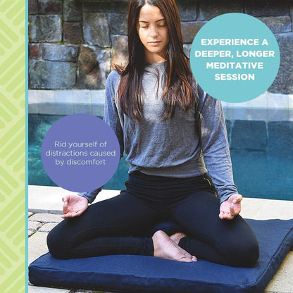 Meditation Cushion Mat Set - Zafu Floor Pillow Organic Buckwheat Pillow + Cotton Filled Zabuton Prayer Pad - Meditation Pillow Yoga Knee Pad - Made in USA - 14" Round or 18" Oval