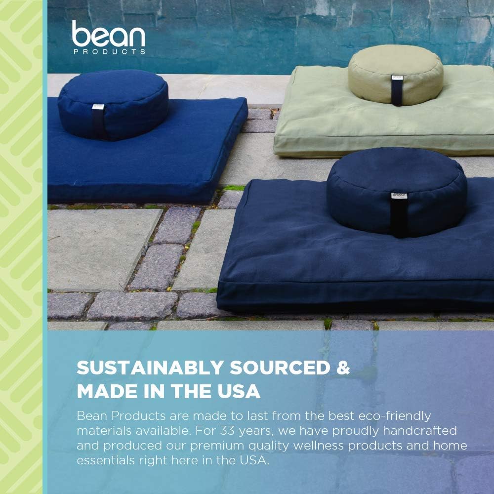 Meditation Cushion Mat Set - Zafu Floor Pillow Organic Buckwheat Pillow + Cotton Filled Zabuton Prayer Pad - Meditation Pillow Yoga Knee Pad - Made in USA - 14" Round or 18" Oval