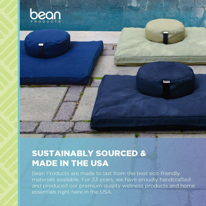 Meditation Cushion Mat Set - Zafu Floor Pillow Organic Buckwheat Pillow + Cotton Filled Zabuton Prayer Pad - Meditation Pillow Yoga Knee Pad - Made in USA - 14" Round or 18" Oval