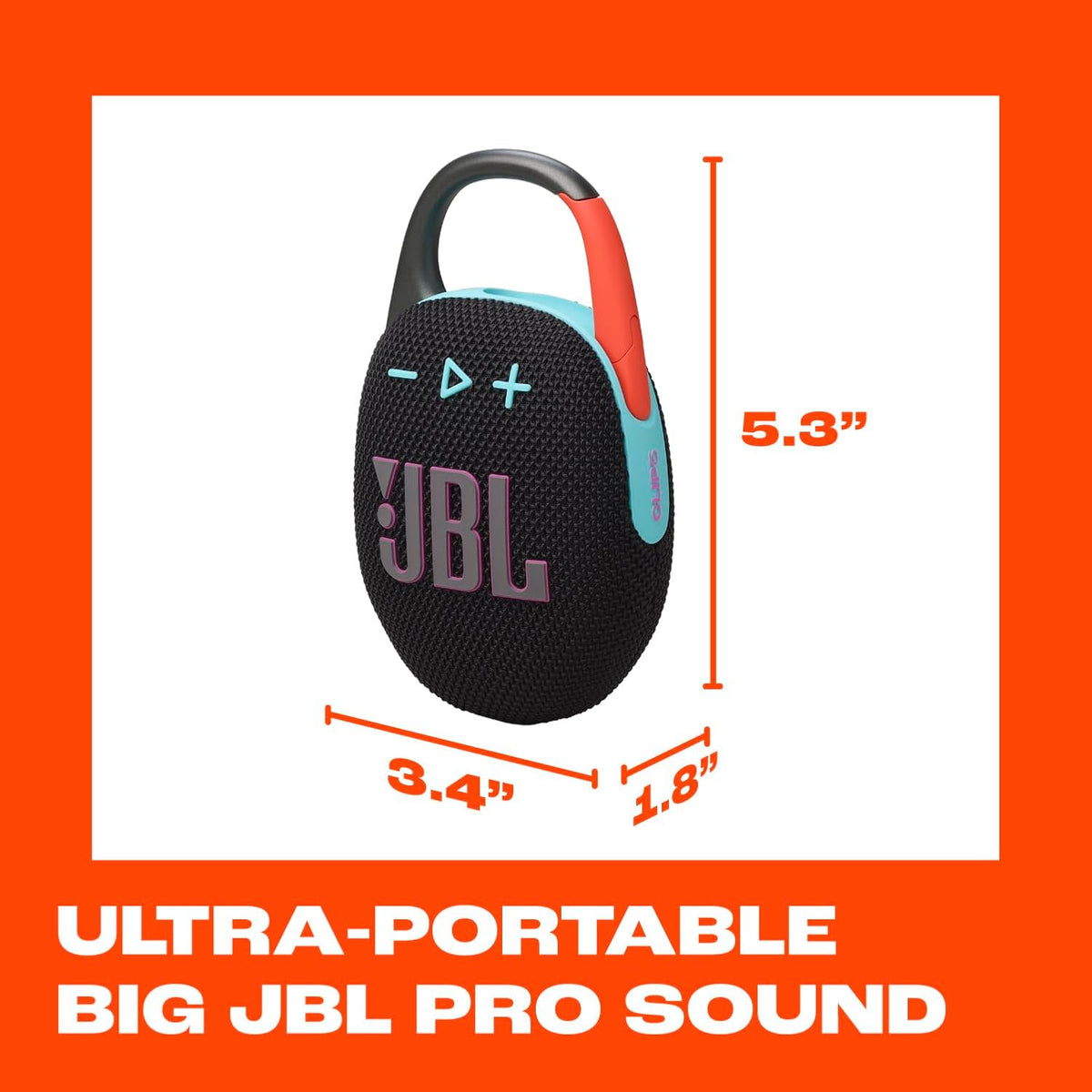 Clip 5 - Ultra-Portable, Waterproof & Dustproof Bluetooth Speaker, Big Pro Sound with Punchy bass, Integrated Carabiner, Up to 12 Hours of Play, Made in Part with Recycled Materials (Purple)