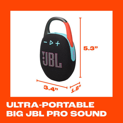 Clip 5 - Ultra-Portable, Waterproof & Dustproof Bluetooth Speaker, Big Pro Sound with Punchy bass, Integrated Carabiner, Up to 12 Hours of Play, Made in Part with Recycled Materials (Purple)