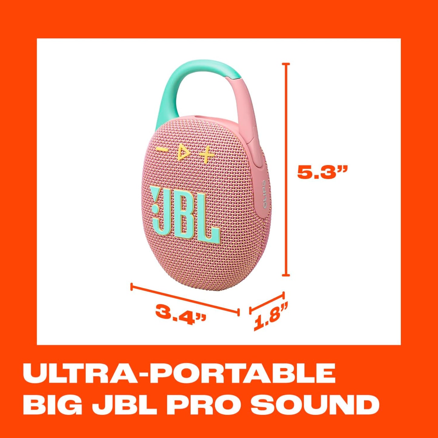 Clip 5 - Ultra-Portable, Waterproof & Dustproof Bluetooth Speaker, Big Pro Sound with Punchy bass, Integrated Carabiner, Up to 12 Hours of Play, Made in Part with Recycled Materials (Purple)