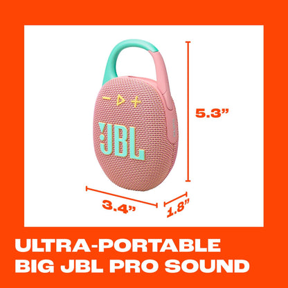 Clip 5 - Ultra-Portable, Waterproof & Dustproof Bluetooth Speaker, Big Pro Sound with Punchy bass, Integrated Carabiner, Up to 12 Hours of Play, Made in Part with Recycled Materials (Purple)