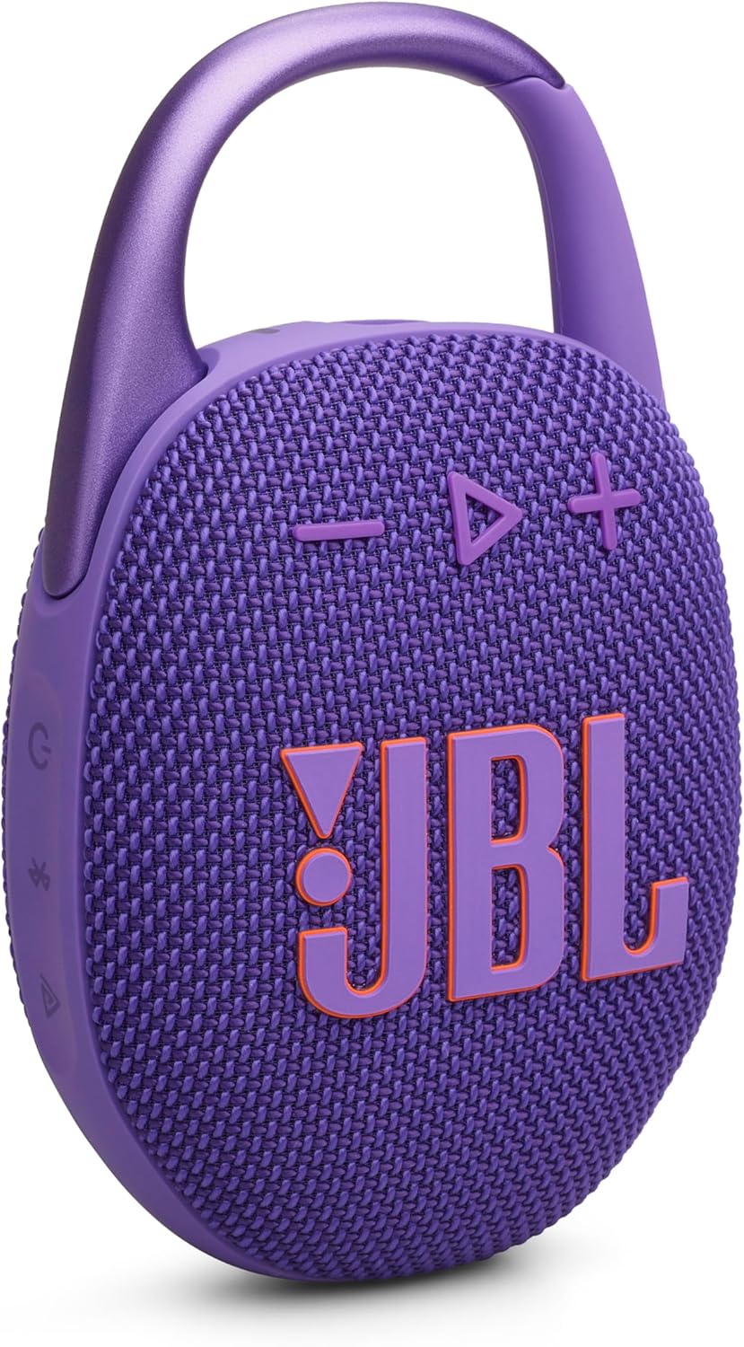 Clip 5 - Ultra-Portable, Waterproof & Dustproof Bluetooth Speaker, Big Pro Sound with Punchy bass, Integrated Carabiner, Up to 12 Hours of Play, Made in Part with Recycled Materials (Purple)