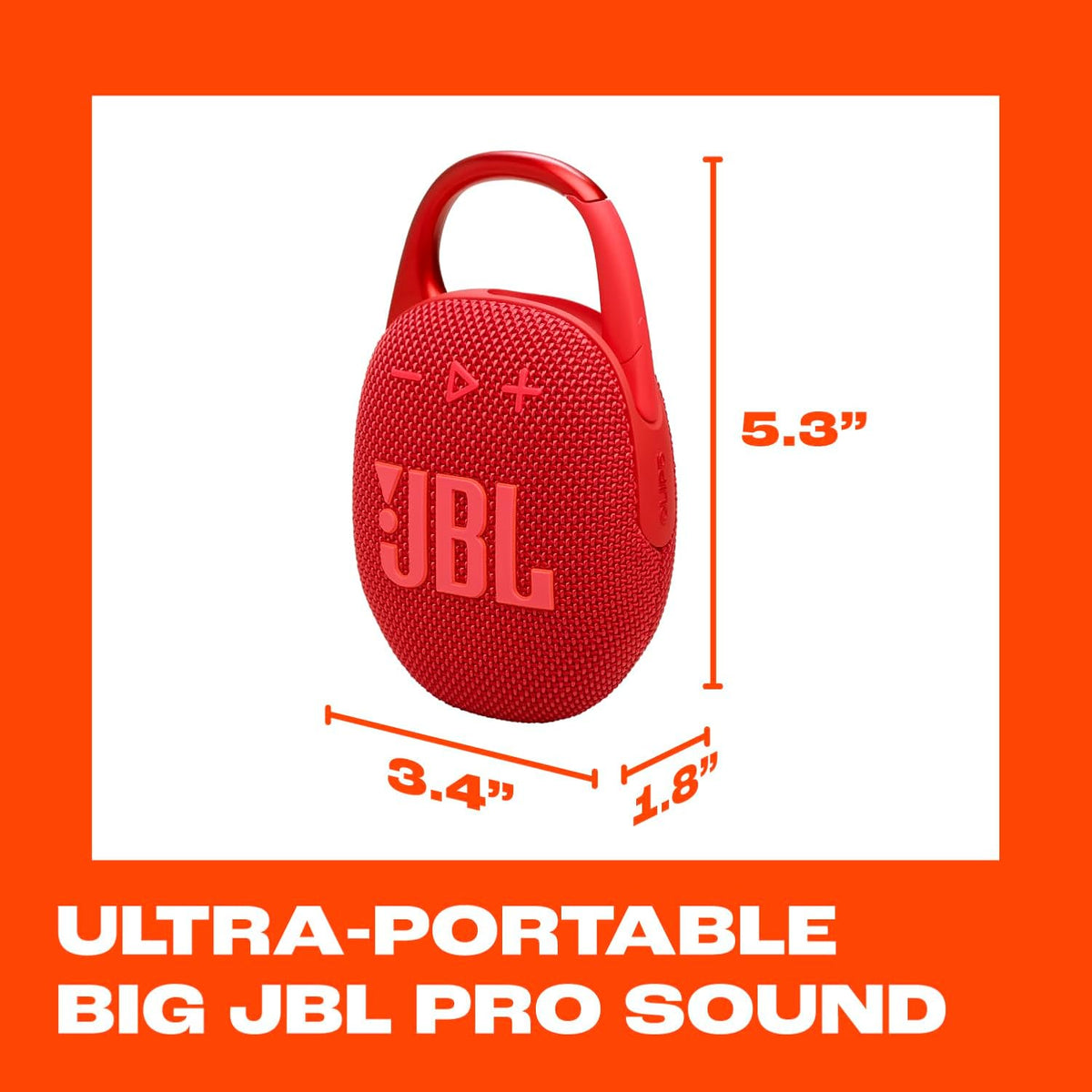 Clip 5 - Ultra-Portable, Waterproof & Dustproof Bluetooth Speaker, Big Pro Sound with Punchy bass, Integrated Carabiner, Up to 12 Hours of Play, Made in Part with Recycled Materials (Purple)