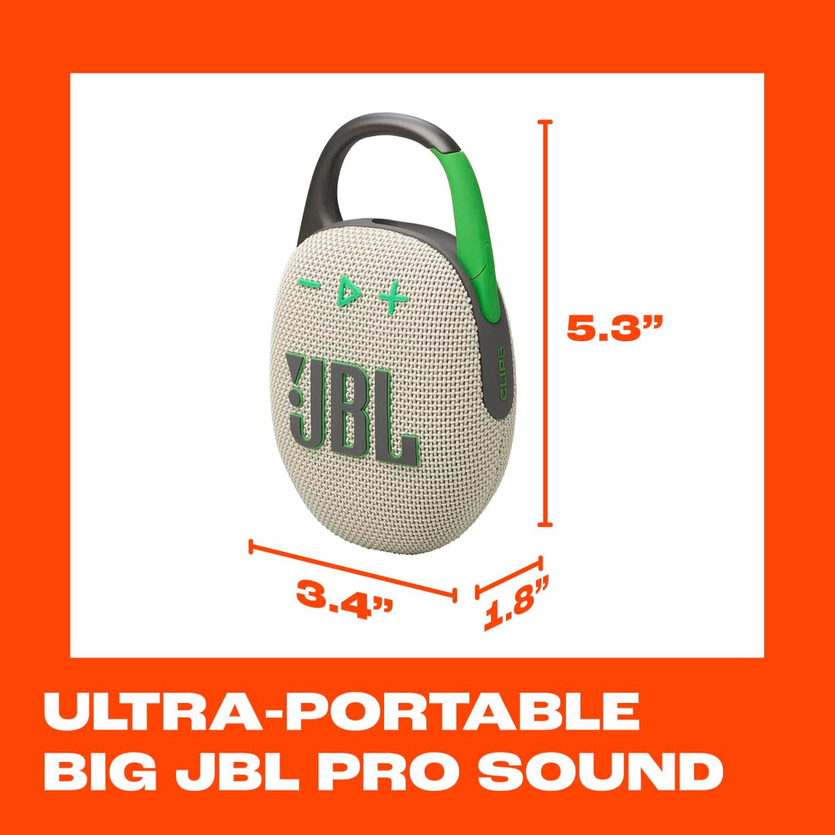 Clip 5 - Ultra-Portable, Waterproof & Dustproof Bluetooth Speaker, Big Pro Sound with Punchy bass, Integrated Carabiner, Up to 12 Hours of Play, Made in Part with Recycled Materials (Purple)